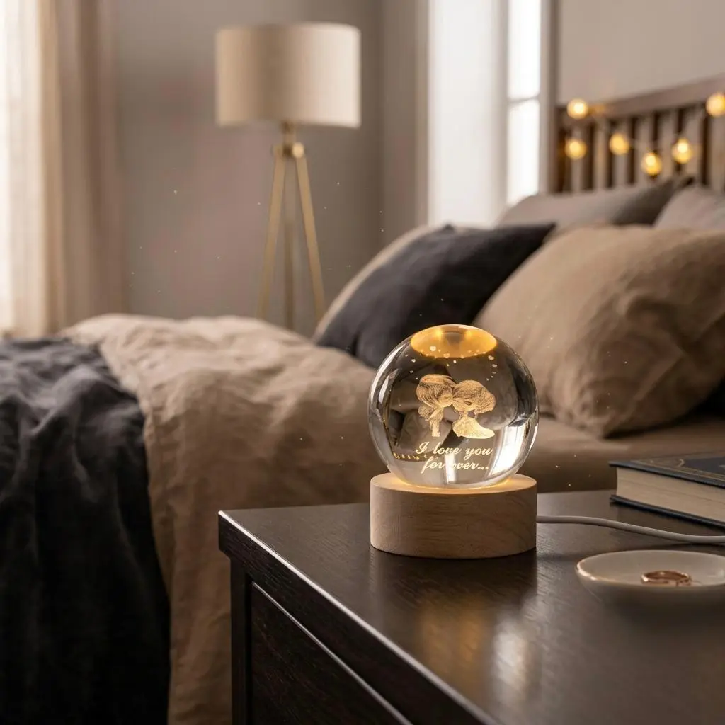Why Crystal Night Lamps Are Becoming a Favourite Choice for Modern Home Decor 3 3D crystal night lamp glowing Love Forever artwork