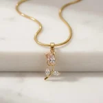 Anti tarnish necklace for women with tulip inspired floral pendant design