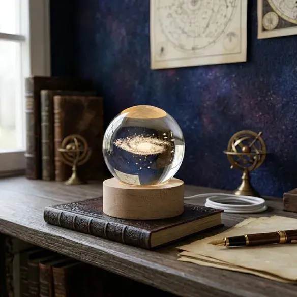 Why Crystal Night Lamps Are Becoming a Favourite Choice for Modern Home Decor 2 Crystal ball lamp with galaxy theme and glowing effect