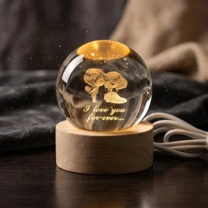Love Forever crystal night lamp with 3D crystal ball design