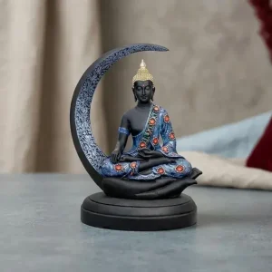 Home 17 Meditation Buddha Statue with Moon Design