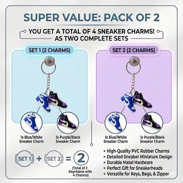 Fashion sneaker keychain gift set of 4