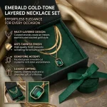 Layered Necklace for Women gift featuring Anti Tarnish Green Pendant