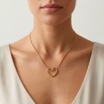 Minimal Heart Pendant Necklace with Gold Tone Finish for Women