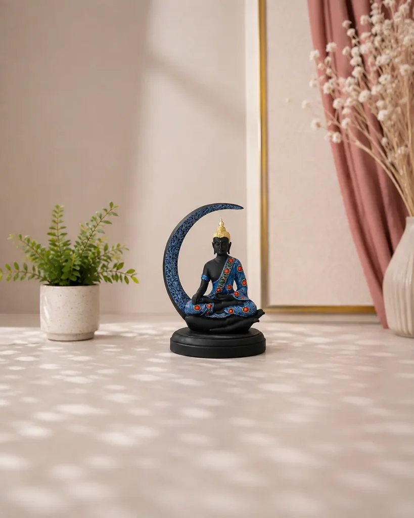 Meditation Buddha Statue with Moon Design for a Peaceful Home 6 Meditation Buddha statue in a peaceful home meditation corner