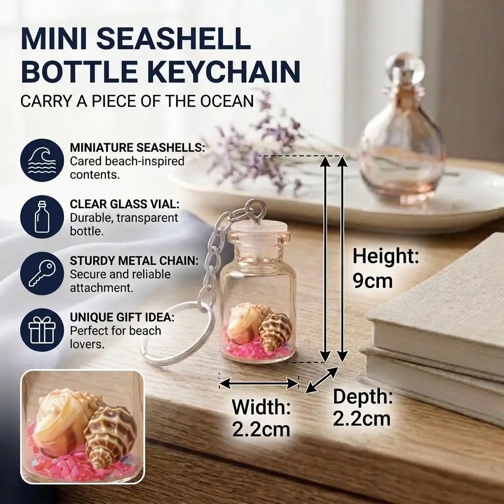 Seashell Bottle Keychain gift idea for beach lovers